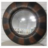35" Diameter Leather Framed Mirror
