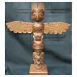 13" Tall Wood Totem Pole - Wing Swivels