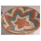 Orange & Green Woven Basket 16" Dia.