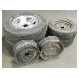 1 - 16" Chevy Rim w/ Tire & 4 - 14" Rims