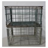 Lot Of 2 Vintage Metal 6 Gallon Size Milk Crates