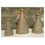Set Of 3 Rustic Metal Nesting Angels