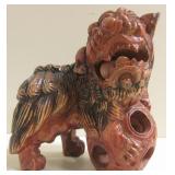 Carved Wood Foo Dog Sculpture - 6" Tall