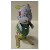 5.5" Tall Tin Litho Rabbit Mechanical Toy - No Key