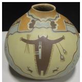 Hand Painted Gourd Shilling Pecos River Pictograph