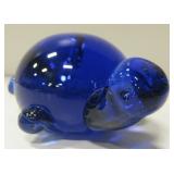 Cobalt Blue Handcrafted Glass Turtle - 2" Tall