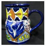 Mexico Talavera Style Ceramic Pitcher 7" Tall