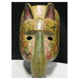 Carved & Painted Wood Decorative Mask - 8.5" Tall