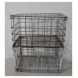 Lot Of 2 Vintage Metal 6 Gallon Size Milk Crates