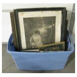 Large Tub Of Vintage / Antique Prints & Frames