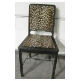 Leopard Print Upholstered Vintage Wood Chair