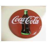 1990 Coca-Cola Red Metal Sign - 12" Diameter
