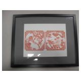 Framed Asian Cut Paper Art - 21" x 17"