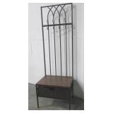 72" Tall Metal With Wood Seat Hall Tree