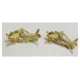 Set of 2 Gold Tone Koi Chopstick Holders