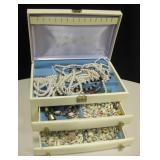 Jewelry Box w/ Jewelry & Small Sea Shells