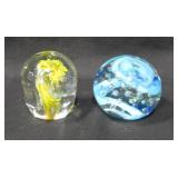 Lot Of 2 Small Glass Paperweights