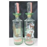2 12" Tall Old Fitzgerald Prime Wildlife Decanters