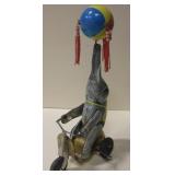 10.5" Tin Litho Mechanical Elephant Toy