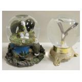 Lot of 2 Eagle Snow Globes, One Musical 5" Tall