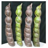 4 Plastic Locust Or Pea Pod Decoratives - 21" Tall
