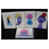 5 - 9" x 7" Hand Painted & Signed Note Cards
