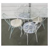 Metal Bistro Table w/ 2 Pairs Padded Metal Chairs
