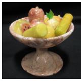 2.75" Tall Marble Bowl w/ Sculpted Stone Fruit