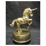 Vintage Brass Unicorn Revolving Music Box