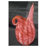 Orange Swirl Art Glass Pitcher Shaped Vase