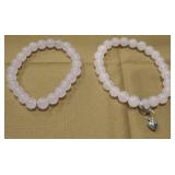 2 Pink Jade Bead Bracelets