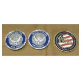 Lot of 3 US Airforce Challenge Coins