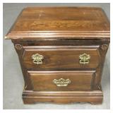 Vtg Wood 2-Drawer Nightstand 23" x 16" x 24"