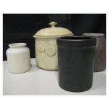 Lot Of 4 Assorted Vintage Crocks Tallest is 8"