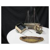 2 Wood Ships & 2 Planters
