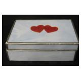 Swirl Blue Slag Glass w/ Hearts Jewelry Box