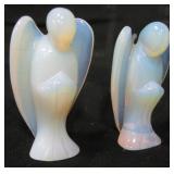 Pair Of Lee Sands Opalescent Glass Angels