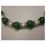 Pearls w/ Jade Beads Choker Necklace