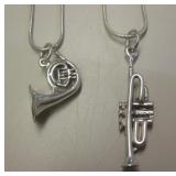 2 - Sterling Silver Stamped Pendant Necklaces