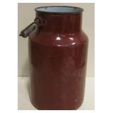 10" Tall Enamel Creamer - Wood Handle - No Lid