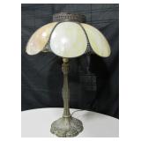 Vintage Brass Slag Glass Lamp - 26" Tall