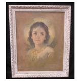 Vtg Wood Framed Portrait - Marked Krogen