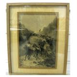 Framed Vtg Frederic Remington Glass Transfer Print