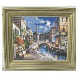 Framed Paint-By-Numbers European City Scene
