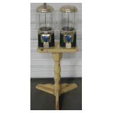 Double Gumball / Candy Machines With Wood Stand