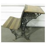 Antique Cast Iron & Wood School Desk