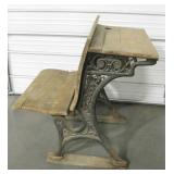 Antique Cast Iron & Wood School Desk
