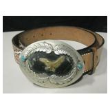 Vtg. Nickel Silver w/ Kingman Turquoise Buckle