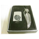 Feather Knife w/ Lighter In Case