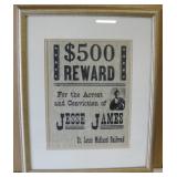 Framed Jesse James Reward Poster - 18" x 22"
